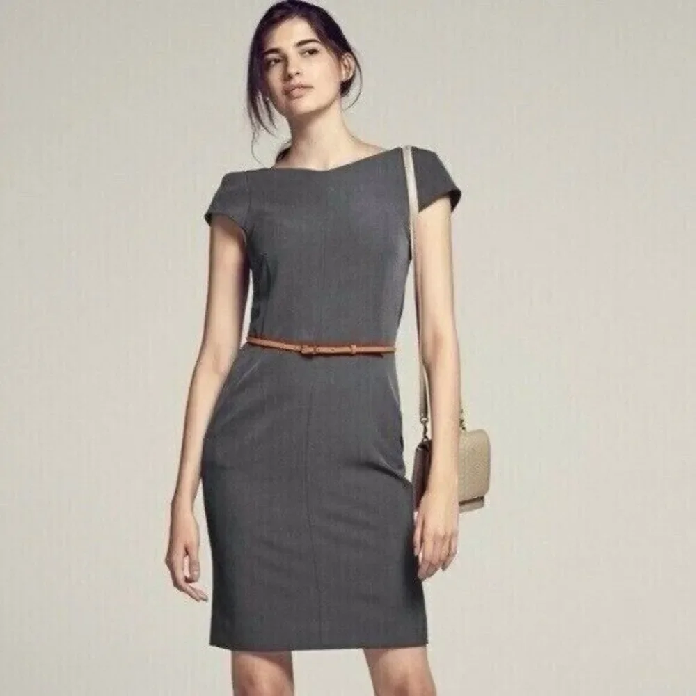 MM LaFleur The Nisa Dress Size 10 Gray Pencil Sheath Knee Length Capsule‎ Career